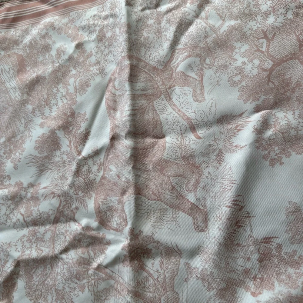 Dior Cream and Brown Silk Scarf